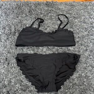 Black Scalloped Bikini Set
